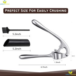 Garlic Press Set, Stainless Steel Garlic Mincer Crusher - Kitchen Gadgets Garlic Chopper, Silicone Peeler and Cleaning Brush