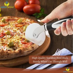 Pizza Cutter - Food Grade Stainless Steel Pizza Cutter Wheel - Pizza Slicer Cutter Wheel with Non-Slip Ergonomic Handle