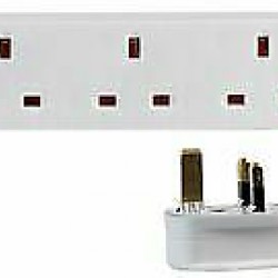 Extension leads Mains 4 socket adaptor cable 5   meter UK color white