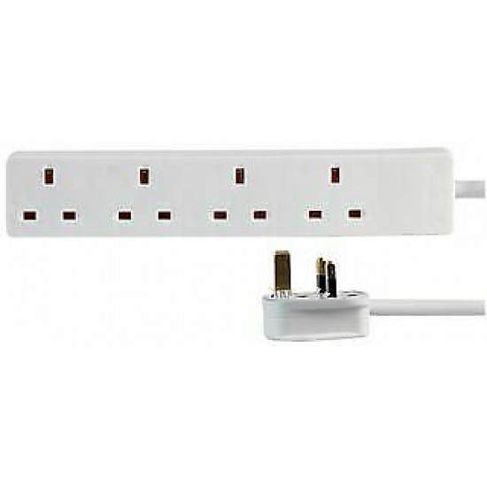 Extension leads Mains 4 socket adaptor cable 10  meter UK color white