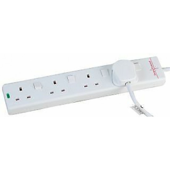 3m 4 Way Individually Switched Surge Protected Extension Lead, White